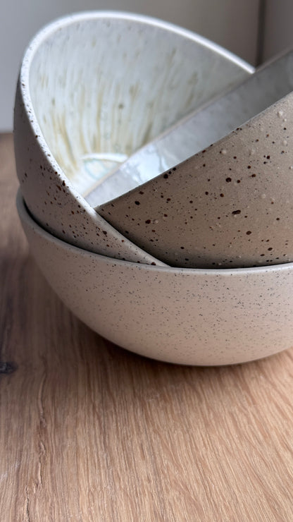 Breakfast bowl, Sand & Dots w/ Crystal Glaze