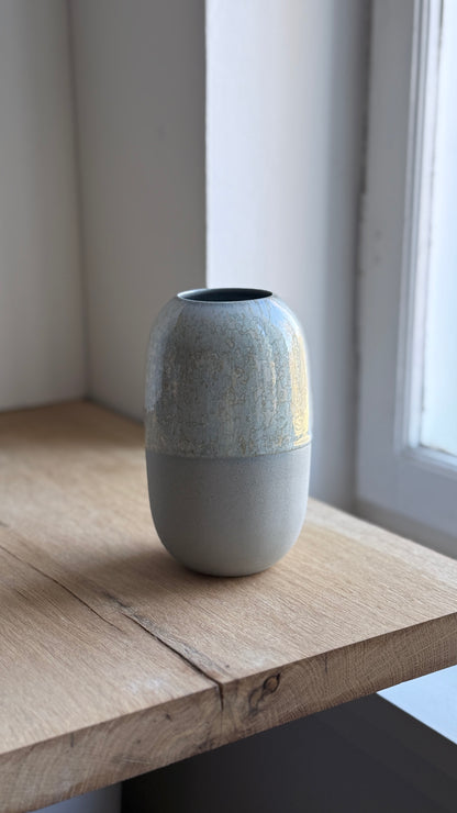Vase, Large Wide, Stone Blue & Dip