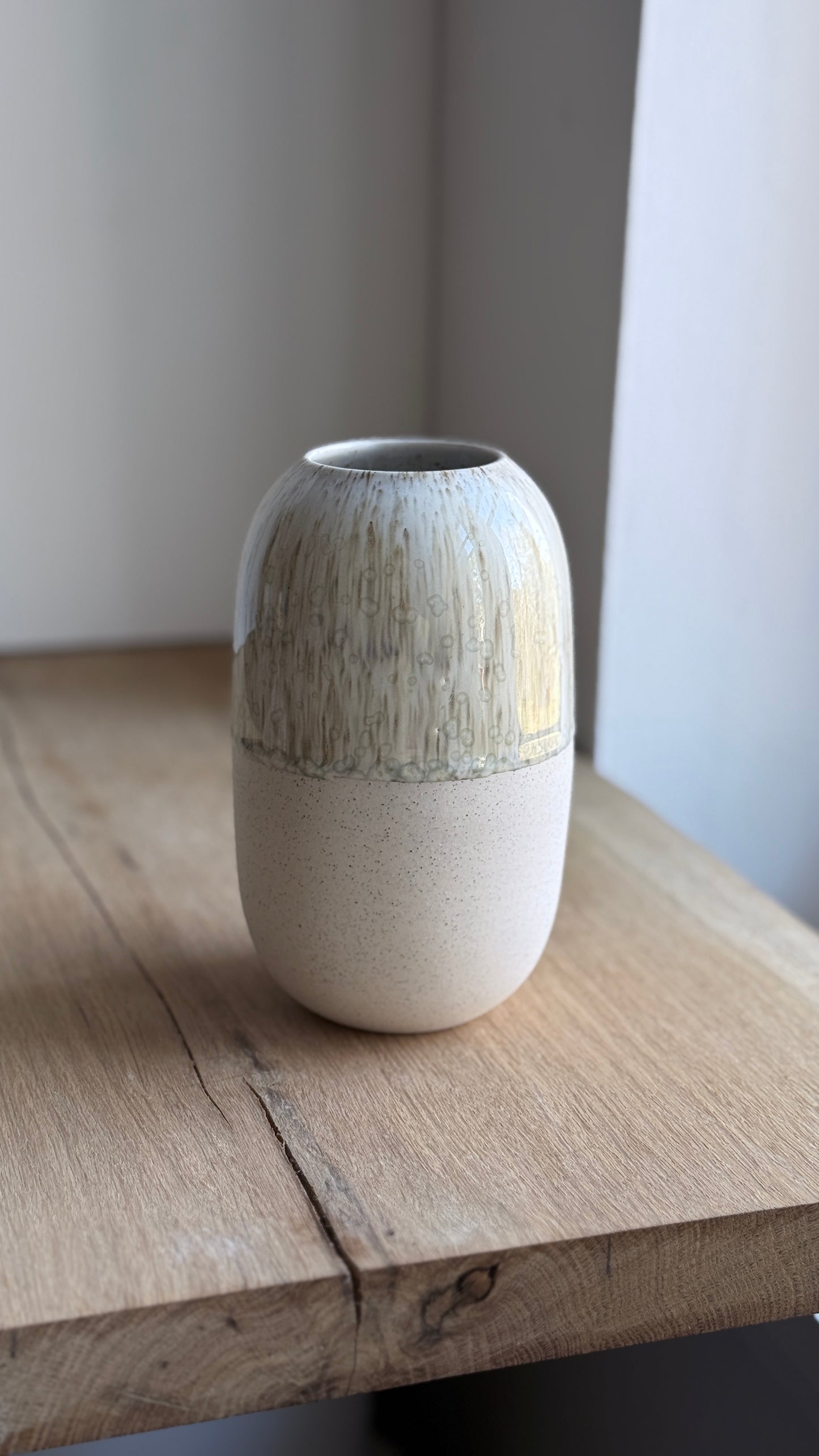 Vase, Large Wide, Matt White & Dip