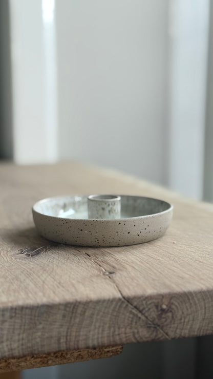 Candlestick, Sand & Dots w/ crystal glaze
