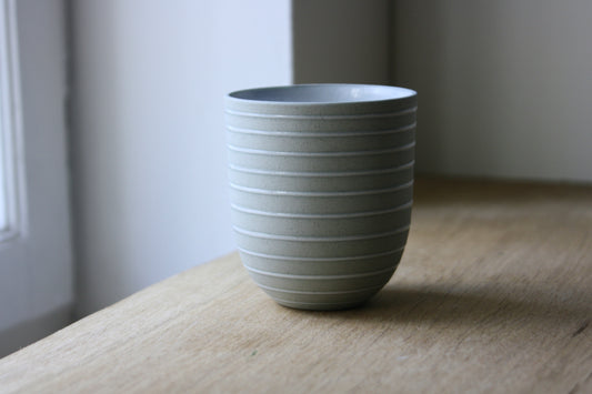 Coffee Cup, Stone Blue w/ glazed stripes (200 ml)