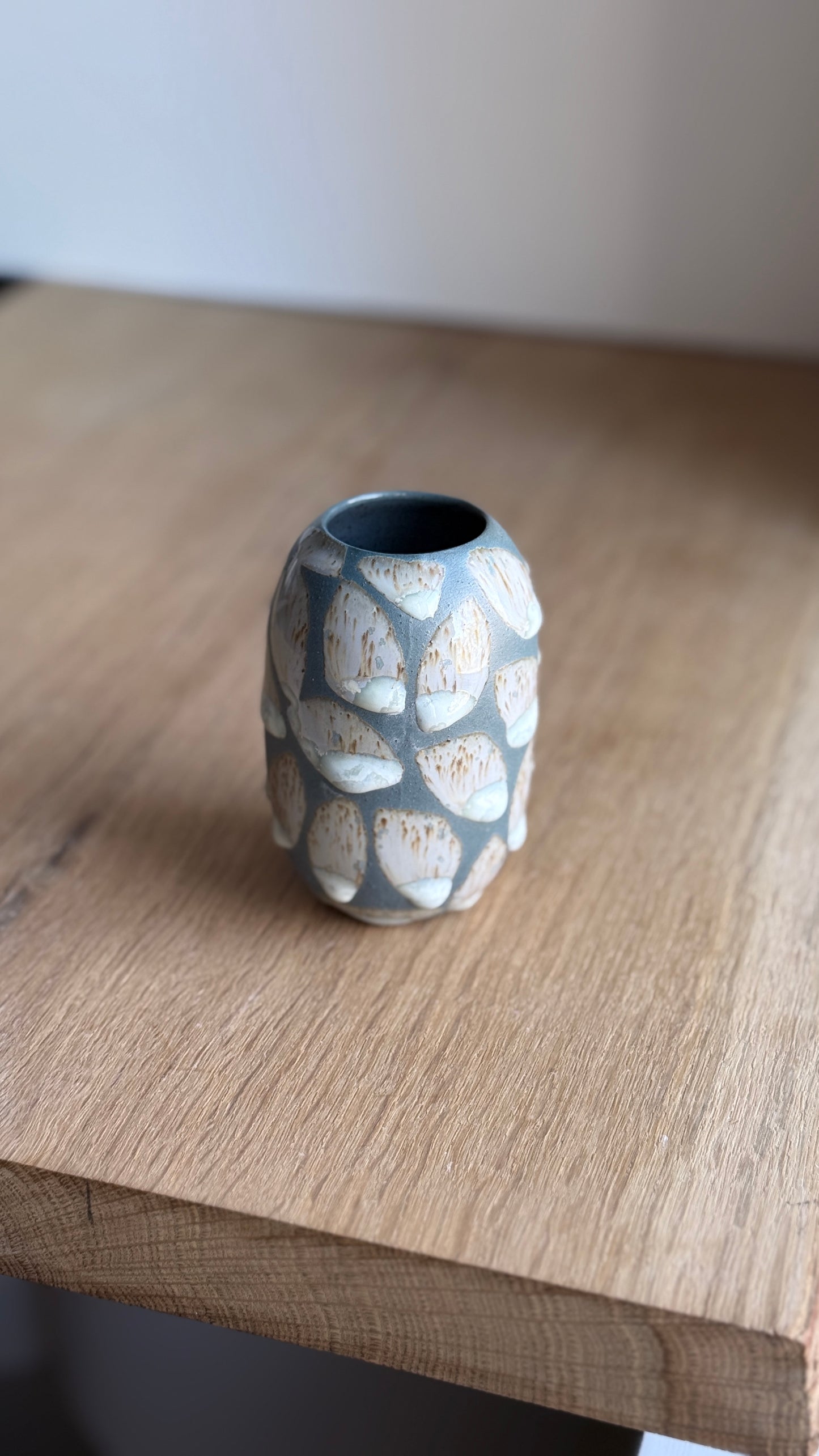 Vase Small, Petrol blue With Glaze Deco