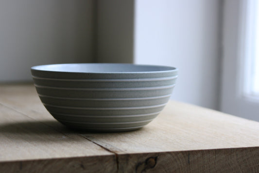 Breakfast bowl, Stone Blue w/ glazed stripes