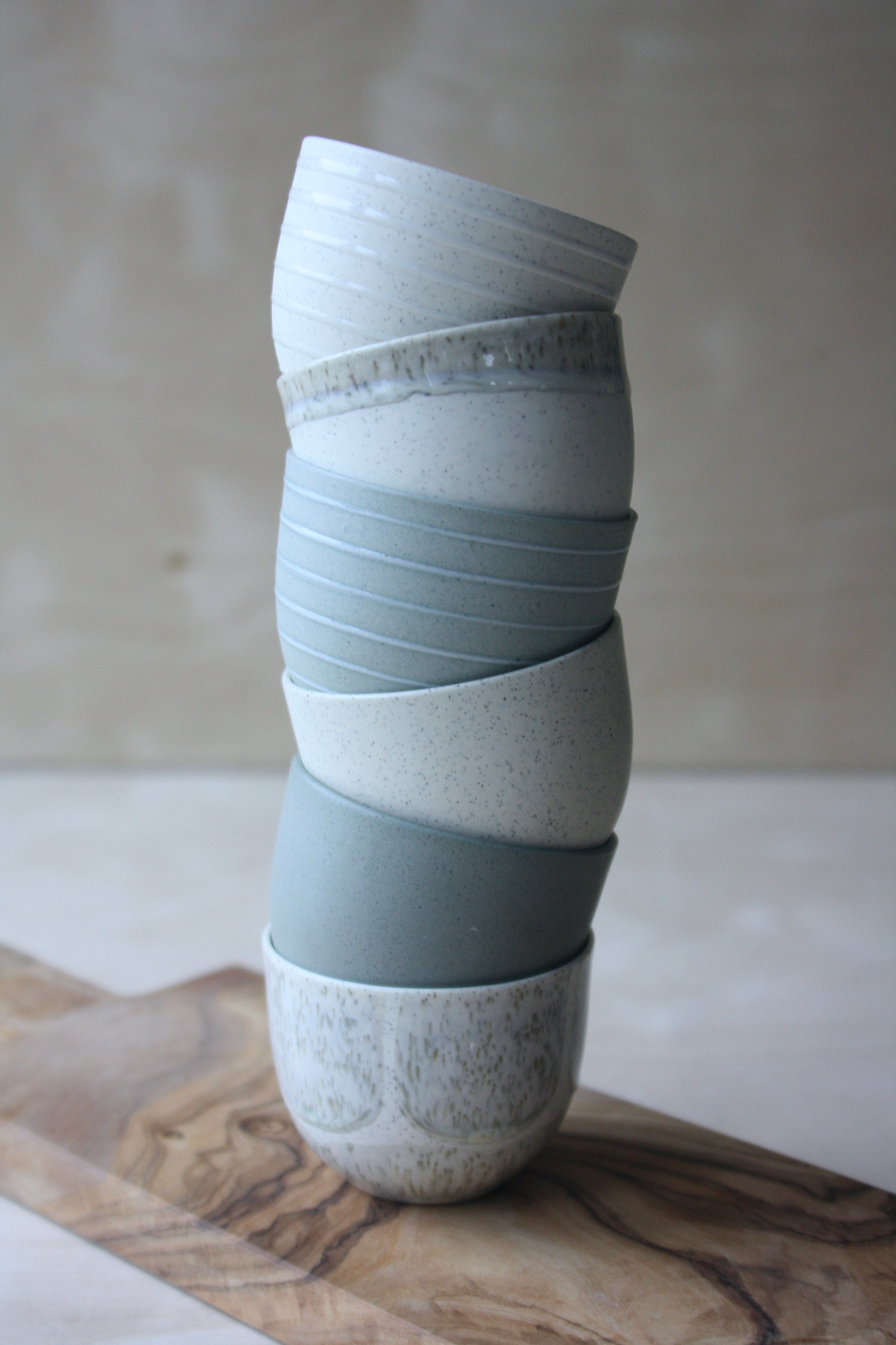 Espresso Cup, Stone Blue w/ glazed stripes (75 ml)