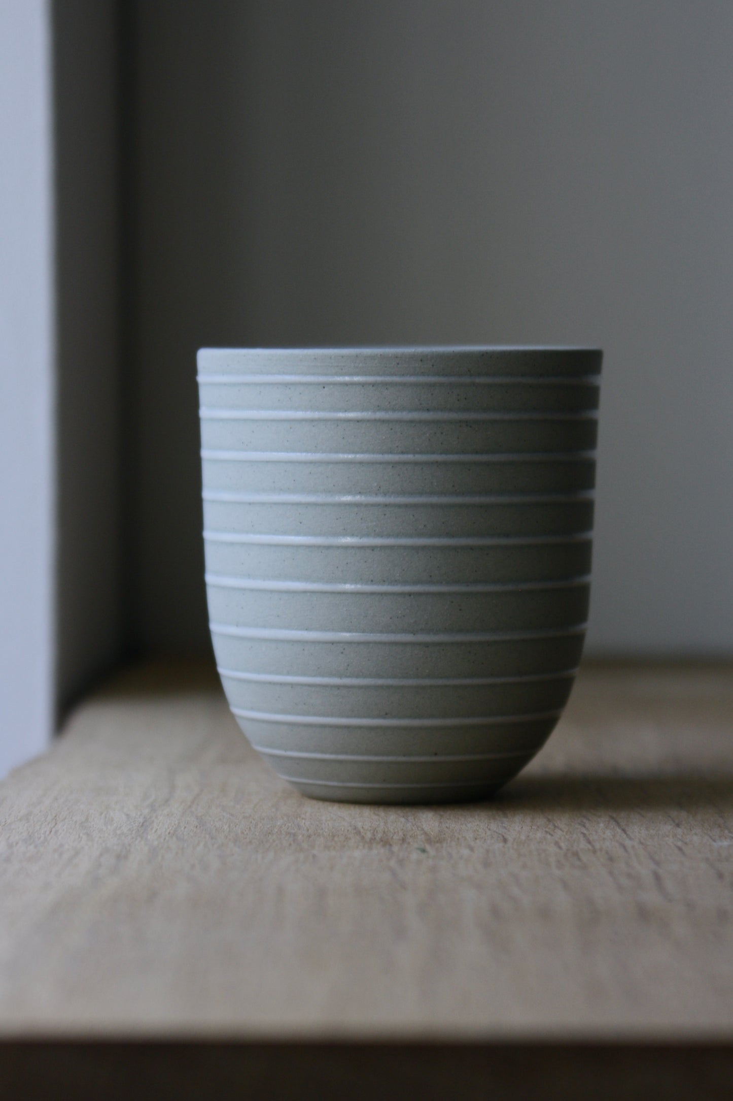 Coffee Cup, Stone Blue w/ glazed stripes (400 ml)