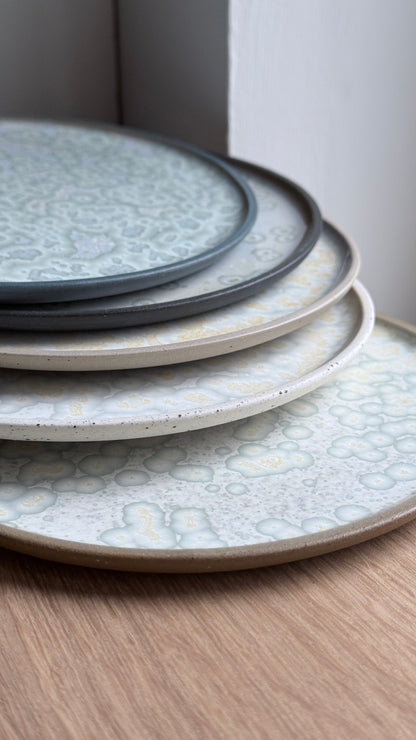 Dessert / Sushi plate, dots w/ crystal glaze