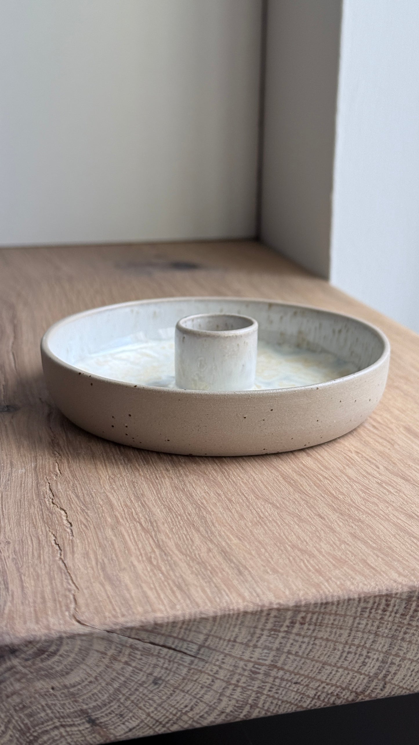 Candlestick, Sand & Dots w/ crystal glaze