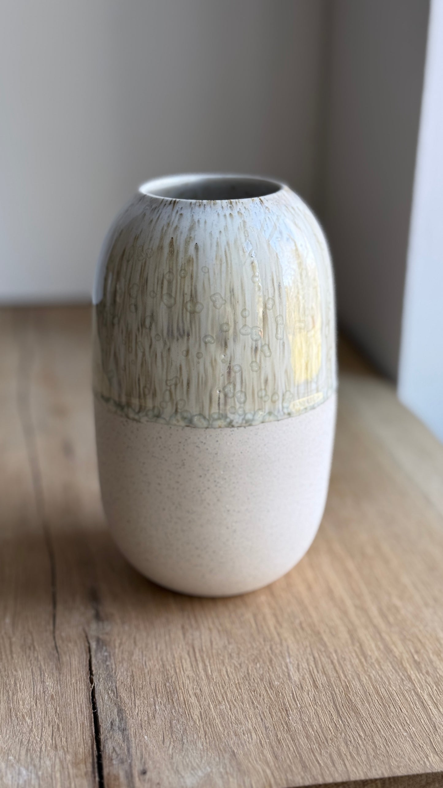 Vase, Large Wide, Matt White & Dip