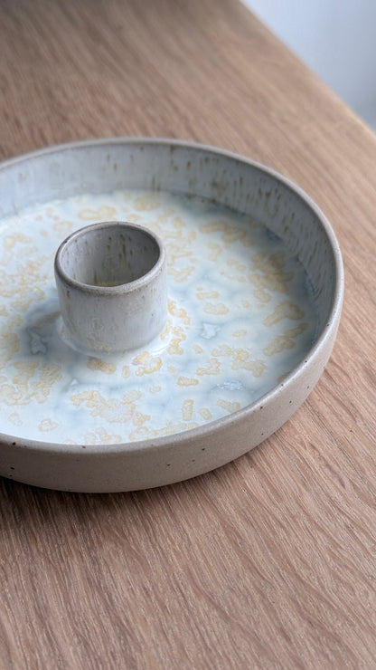 Candlestick, Sand & Dots w/ crystal glaze