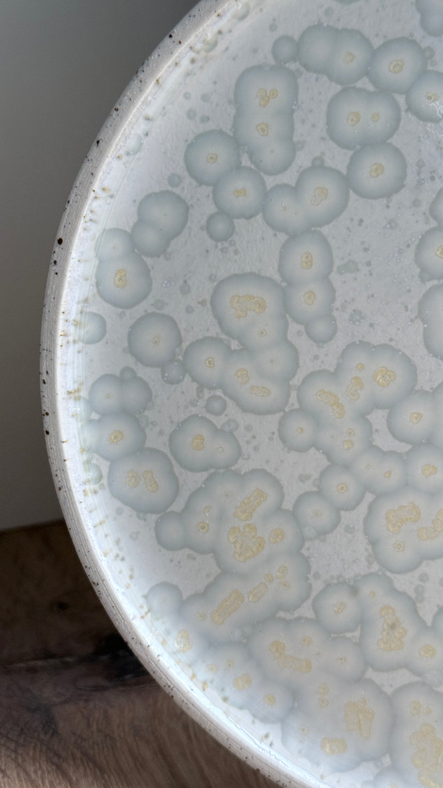 Dessert / Sushi plate, dots w/ crystal glaze