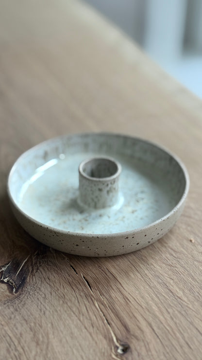 Candlestick, Sand & Dots w/ crystal glaze