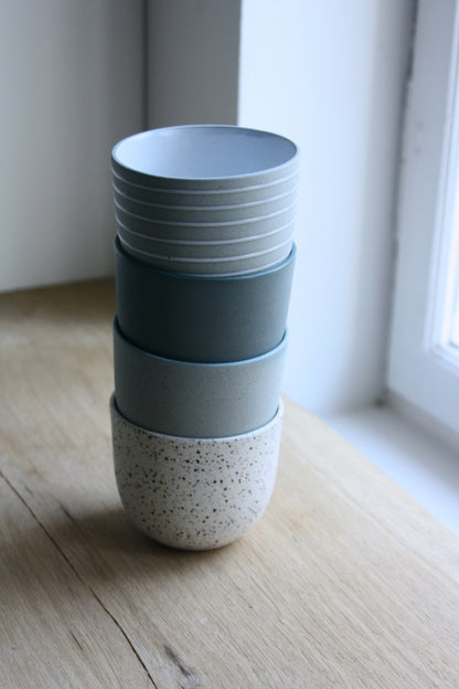 Coffee Cup, Stone Blue w/ glazed stripes (250 ml)