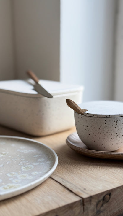 Butter Dish, Dots w/ lid