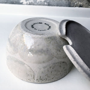 Sugar Bowl w/ lid & spoon, Light Stone Grey w/ brush strokes