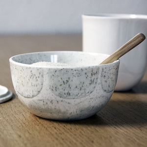 Sugar Bowl w/ lid & spoon, Light Stone Grey w/ brush strokes
