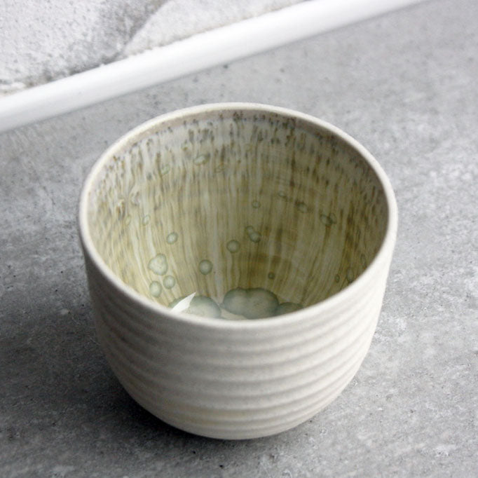 Textured Cup, Warm light grey w/ crystal glaze (200 ml)