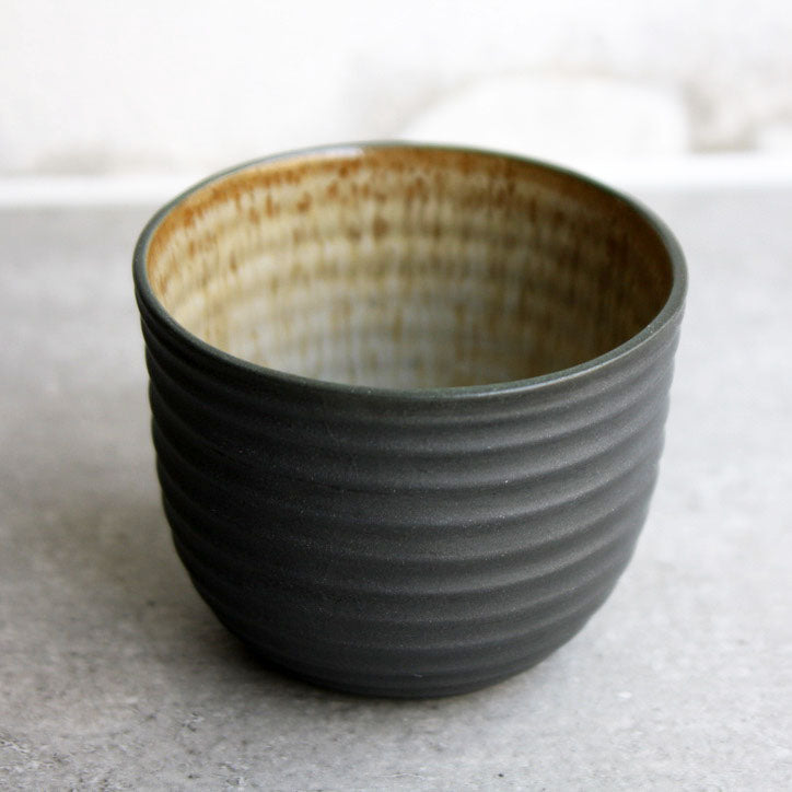 Textured Cup, Black w/ crystal glaze (200 ml)