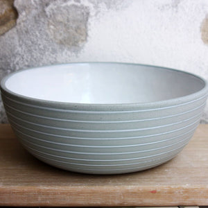 Serving Bowl, Stone Blue w/ glazed stripes