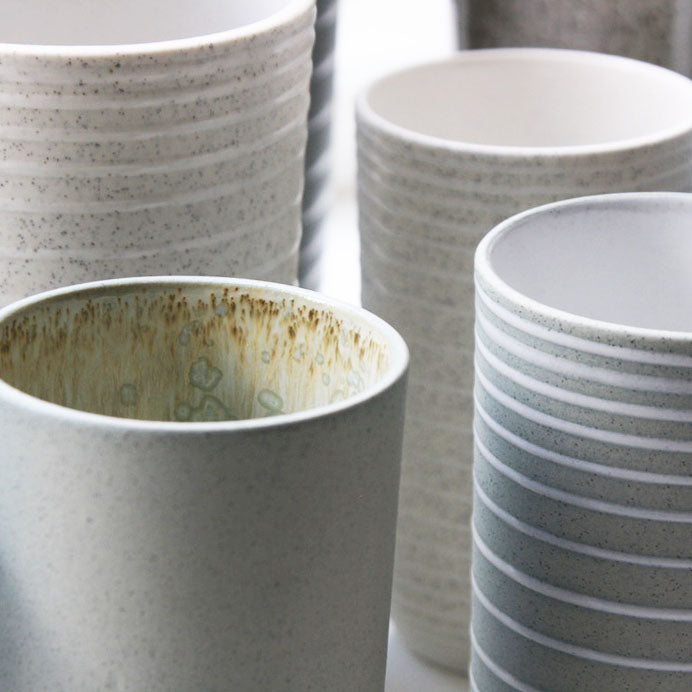 Vase, Light Stone Grey w/ brush strokes (large)