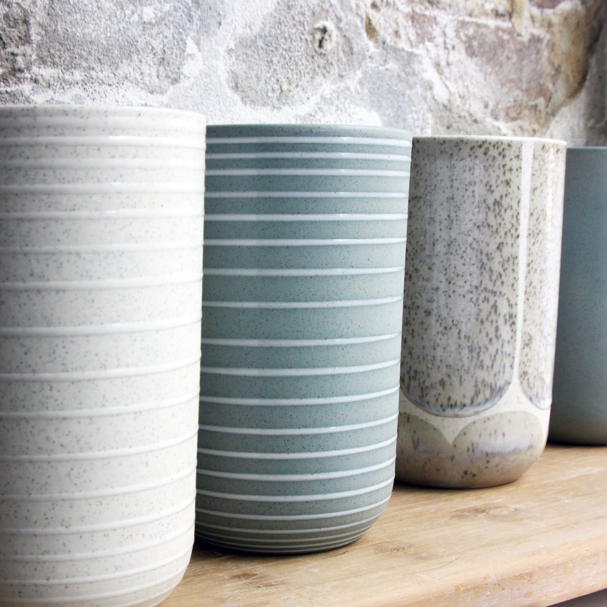 Vase, Light Stone Grey w/ brush strokes (medium)
