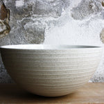 Half Sphere Bowl, Light Stone Grey w/ glazed stripes (large)