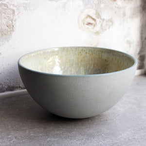 Half Sphere Bowl, Stone Blue w/ crystal glaze (large)