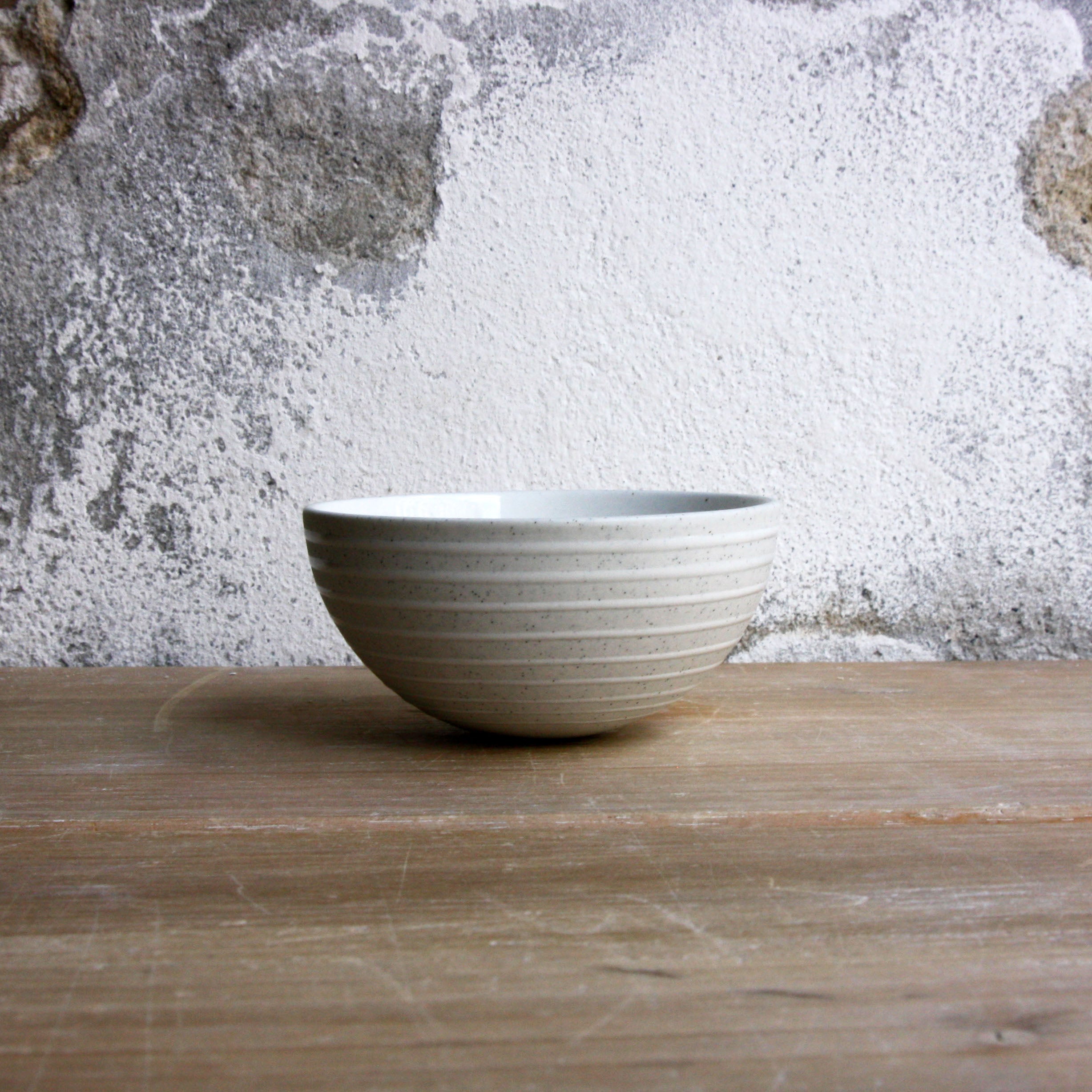 Half Sphere Bowl, Light Stone Grey w/ glazed stripes (mini)
