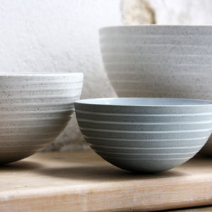 Half Sphere Bowl, Stone Blue w/ glazed stripes (mini)