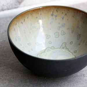 Half Sphere Bowl, Black w/ crystal glaze (medium)