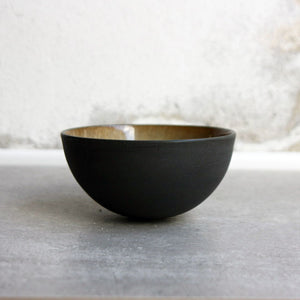 Half Sphere Bowl, Black w/ crystal glaze (mini)