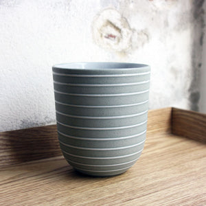 Coffee Cup, Stone Blue w/ glazed stripes (400 ml)
