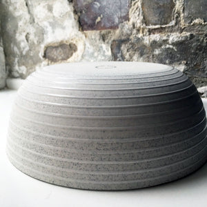 Serving Bowl, Light Stone Grey w/ glazed stripes