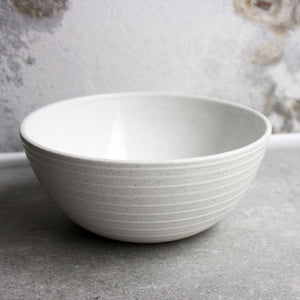 Pasta bowl, Light Stone Grey w/ glazed stripes (medium)