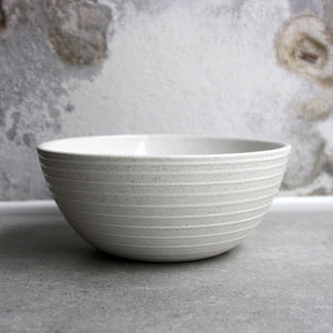 Pasta bowl, Light Stone Grey w/ glazed stripes (medium)