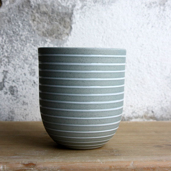 Coffee Cup, Stone Blue w/ glazed stripes (200 ml)