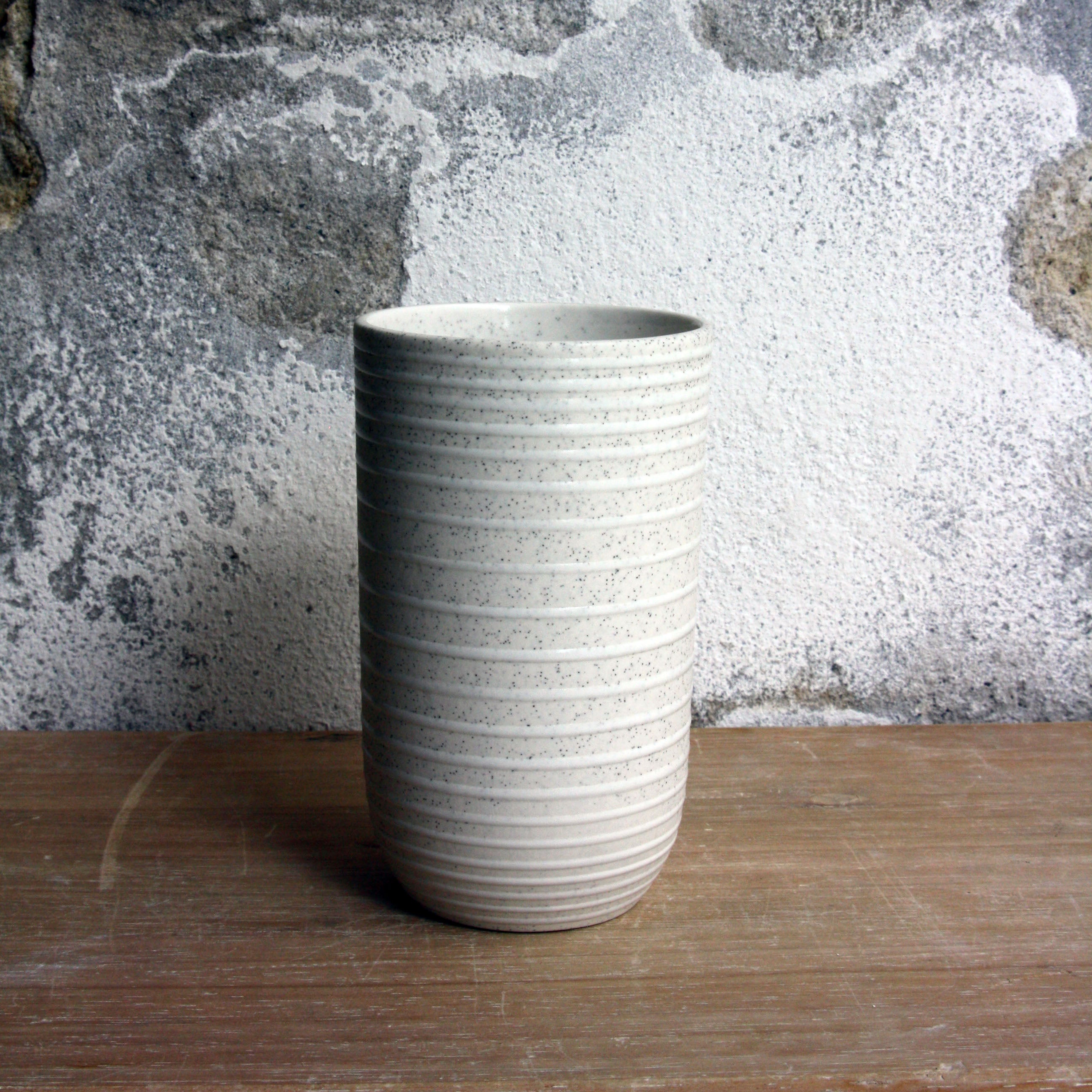 Vase, Light Stone Grey w/ glazed stripes (small)