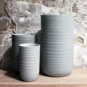 Vase, Stone Blue w/ glazed stripes (small)