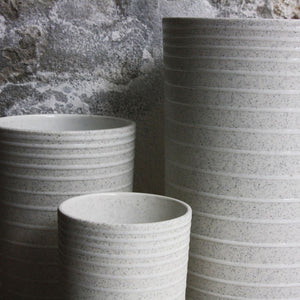 Vase, Light Stone Grey w/ glazed stripes (large)