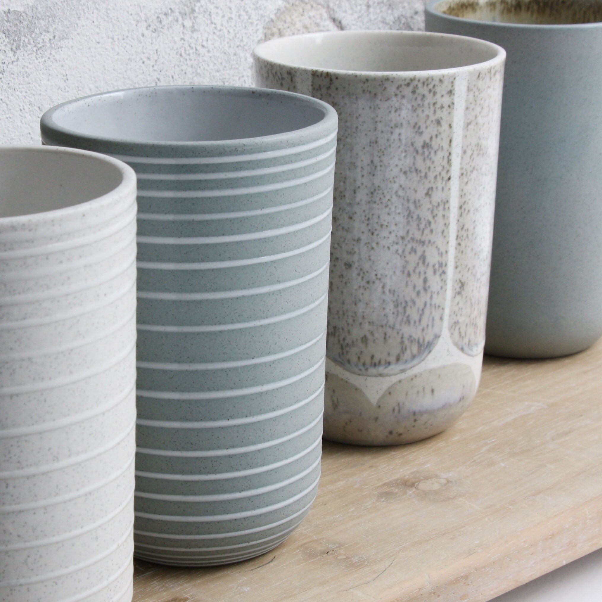 Vase, Stone Blue w/ glazed stripes (medium)